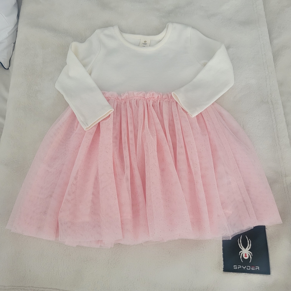 Tucker+Tate White Ribbed/Tulle Dress